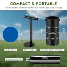 Portable Golf Hole Cutter with Detachable Handle and Serrated Base Standard 4 and 6 Inch Hole Digger for Outdoor Golf Putting Green Practice 2 Inch for Garden Backyard - Negro - Ver 3