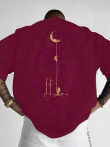 GRDR Kaos Pria Lengan Pendek Longgar Bermotif Modis | Desain Istimewa | Pakaian Wajib Musim Panas | Mudah Dipadukan, Menampilkan Gaya Anda - Burgundy - View 5