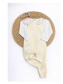 Baby Boy Girl Autumn/Winter Casual Knit Romper - 白色 - 查看 2
