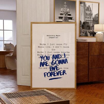 1张无框“Eternity - 04”英伦摇滚歌词海报，独立音乐墙面艺术，美学歌曲语录印刷品，现代房间装饰，音乐爱好者礼物，极简主义排版艺术印刷品，适用于墙面装饰，趣味海报，卧室宿舍必备，大学房间装饰，Laufey风格装饰，适用于客厅、公寓、家居装饰