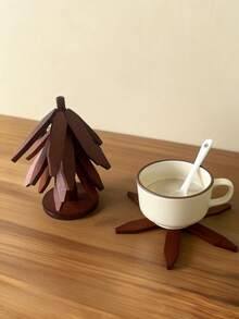 1 pieza Alfombrilla aislante con forma de árbol, posavasos anticalor creativo y práctico resistente a altas temperaturas para uso doméstico - Multicolor - Ver 1