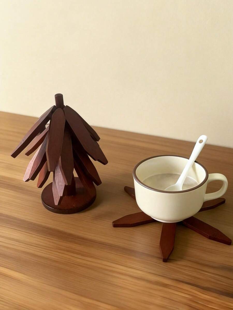 1 pieza Alfombrilla aislante con forma de árbol, posavasos anticalor creativo y práctico resistente a altas temperaturas para uso doméstico - Multicolor - Ver 1