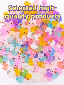 100pcs Mini Glowing Duck Colorful Resin Duck Glowing Micro Animal Figurines, Hidden Fillable Model, Suitable For Micro Landscape Aquarium Decor, Micro Toys, Home Decor, Best Gift (Random Color) - Multicolor - View 8