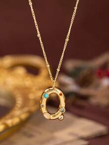 1pc Stylish And Simple Women's Necklace With 26 Letter Pendant (A-Z Capital Letters). Suitable For Everyday Wear, Unisex, And As A Gift For Friends. - Multicolor - View 12