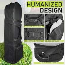 Outdoors Golf Travel Bag Detachable Shoulder Straps and Rubber Wheels Soft Foldable Golf Club Travel Covers 900D Heavy Duty Oxford -Universal Size - Negro - Ver 4