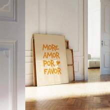 1件“Amor Por Favor”西班牙语爱情语录帆布墙画，情人节礼物，时尚女孩艺术品，励志语录艺术，家居装饰，墙面挂饰 - 彩色 - 查看 2