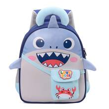 Kids Backpack, School Bag, Cartoon Shark, 3D Animal Design, Waterproof, Water-Resistant, Multi-Functional, Toddler Backpack, Boys Backpack, Girls Backpack, Valentine's Day Gift, Holiday Gift, Gift For Kids, School Supplies, Travel Backpack, Cute Kids Bag, Love Bobi, Lightweight, Adjustable Straps - Multicolor - View 3