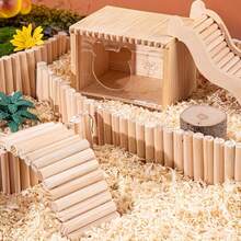 1件装宠物攀爬悬挂装置 - 木制仓鼠梯桥，适用于小型动物 - 天然木质设计 - 笼内环境丰富化和玩耍的理想之选 - 彩色 - 查看 3