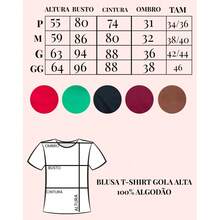 Blusa T-shirt Feminina Camiseta Básica Dia a Dia Uniforme 100% Algodão Confortável - Marrom - Visão 2