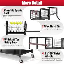 Golf Bag Organizer Golf Club Storage with Wheels Sturdy Metal Golf Bag Holder Stand for Home Garage Outdoor Includes 4 Storage Sections and Removable Hooks - como en la foto - Ver 6