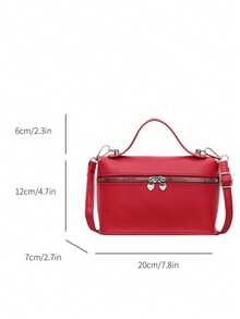 Bolso de hombro de unicolor para mujer, bolsa de cosméticos de moda - Rojo - Ver 5