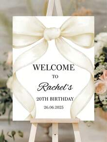 Biển chào mừng nơ hồng tùy chỉnh - Văn bản và ngày tháng có thể tùy chỉnh, trang trí tiệc cưới, sinh nhật, tiệc mừng em bé, lễ rửa tội, lễ đính hôn, tiệc nghỉ hưu màu hồng và vàng trang nhã - Biển chào mừng bằng nhựa dễ treo, trang trí đám cưới và sự kiện. - Nhiều màu - Xem 6