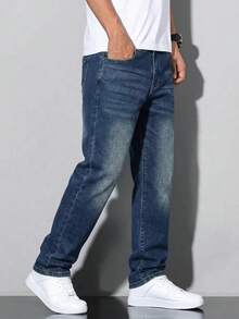 Tween Boys' Elastic Waist Straight Leg Casual Jeans - Medium Wash - View 3