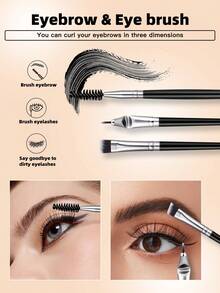 47件套化妆工具套装，包括：25支化妆刷套装+1个收纳袋+3个化妆海绵+3个迷你化妆海绵+3个三角粉扑+3个迷你气垫粉扑+2个发圈+2个手碗挂绳+1个化妆刷清洁工具+3个圆形粉扑+1个睫毛夹 - 黑色 - 查看 4