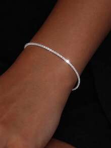 FOREVER QUEEN 1pc 925 Sterling Silver Adjustable Starry Sky Bracelet, Fashion Jewelry Gift For Women & Girls, Wedding Party - Silver - View 3