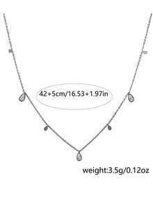 1 pieza Collar con colgante de gota de agua plateado, collar gargantilla de mujer con circonita brillante - Plateado - Ver 5