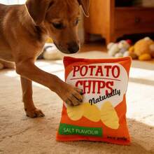 Dog Chew Doll With Sound, Plush Potato Chip Shaped Squeaky Doll, Durable Noise-Filled Chew Doll For Small/Medium Dogs, Pet Entertainment & Chewing Relief Doll - Multicolor - View 2