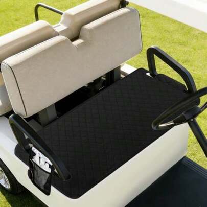 Golf Cart Seat CoversUniversal Golf Cart Seat Towel Blanket with 4 Front Pockets Waterproof and Anti-Slip Bottom Golf Cart Accessories Fits for EZGO  Club Car Black