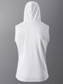 Men's Summer Street Style American Hooded Sleeveless Fitness Sports Tank Top - White - View 3