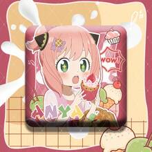Anime Food Party Series Anya Personal Badge, Square Double-Sided Glitter Badge, Gift, Holiday Gift, Birthday Gift, Perfect Gift - Multicolor - View 10