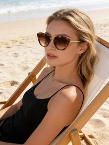 1pc Retro Y2K Cat Eye Fashion Glasses, Versatile Multi-Color Gradient Stainless Steel Frame, Ideal Gift For Men & Women, Suitable For All Seasons - Multicolor - View 8