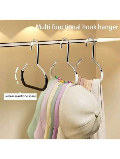 5-Piece Hat Storage Hanger, Anti-Slip Hanger Storage Rack, Creative Circular Hanger Hook, Wardrobe Stainless Steel Hook, Suitable For Hats, Straps, Ties, Scarves And Underwear