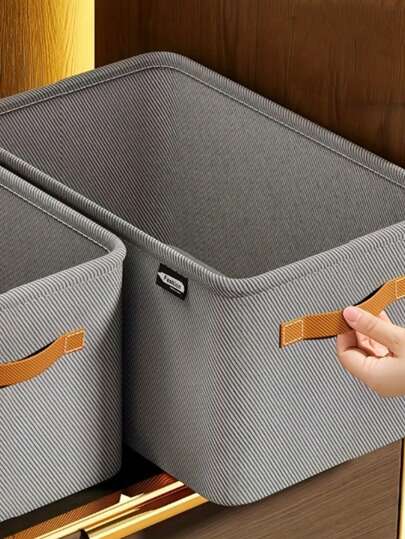 4 Packs Contemporary Non-Woven Fabric Storage Bins With Handles, Foldable Thickened Multipurpose Organizer Boxes For Clothes & Home, Gray, Under Bed Storage Solution, Under-Bed Storage