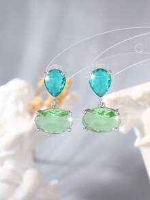 1 par de pendientes elegantes de gota de agua negra con borlas de cadena larga, diseño exclusivo de alta gama, adecuados para banquetes y fiestas - negro dorado - Ver 2