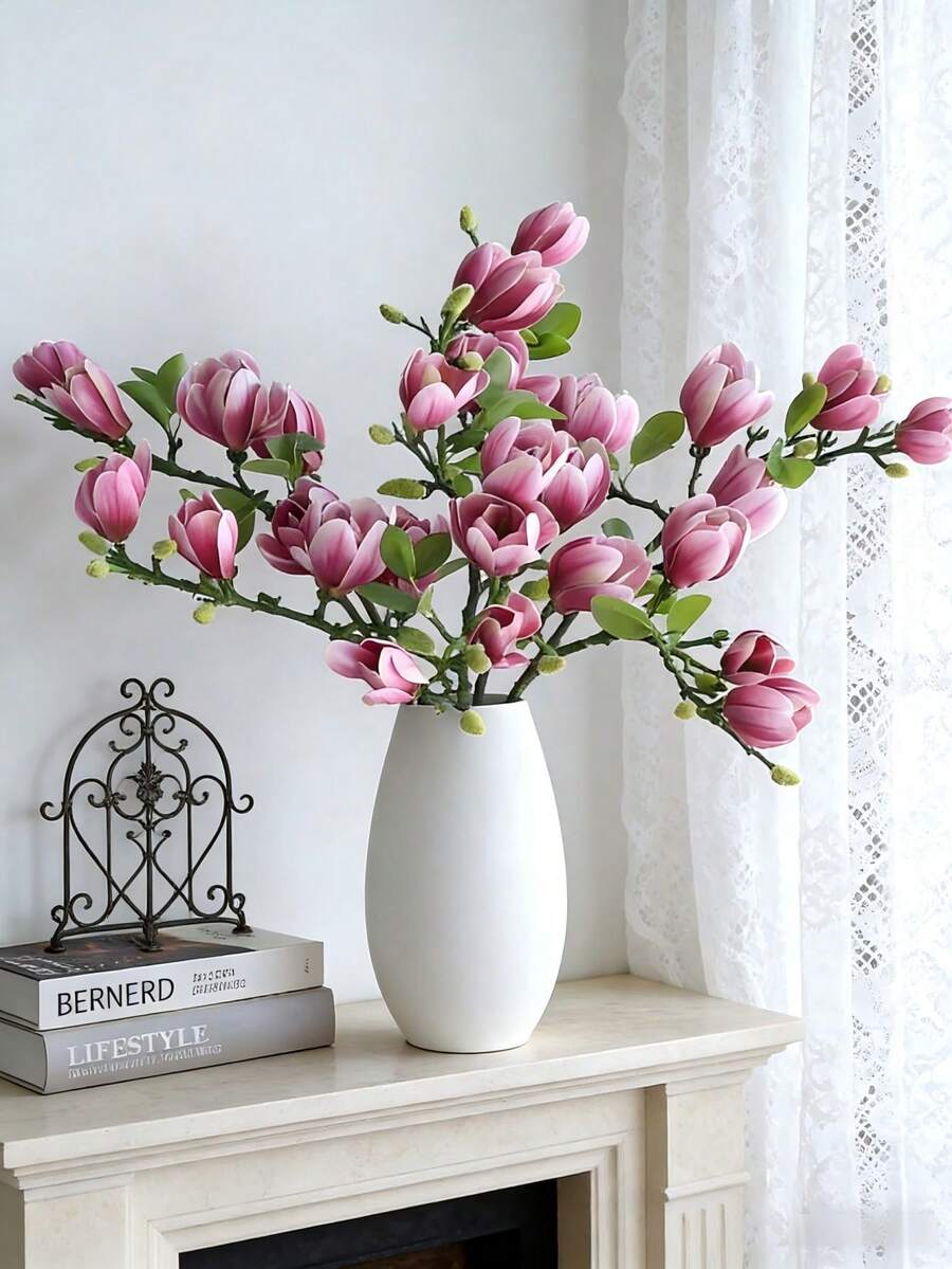 1pc Artificial Nala Small Magnolia Wedding Decoration Materials, Home Decoration DIY Artificial Is Very Suitable For Families, Weddings And Parties, Indoor And Outdoor Home Decoration - Rose - View 1