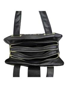 Ladies' Fashionable And Personalized Leopard Print Handbag, Multi Split Business Work Shoulder Bag, Retro Detachable Shoulder Strap Crossbody Bag - Black - View 6