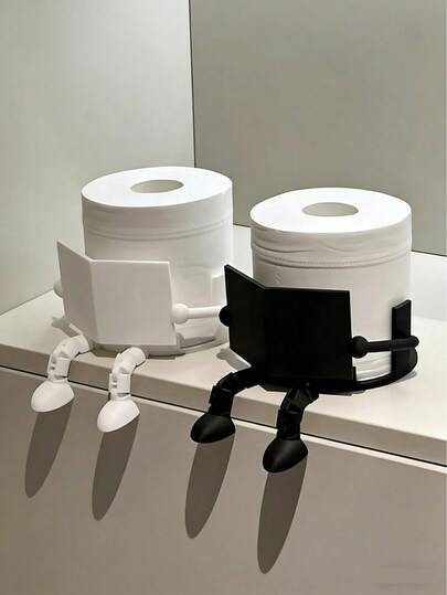 1个趣味厕纸架，可活动关节玩具设计，实用又美观，适用于办公室、家庭浴室或任何洗手间。