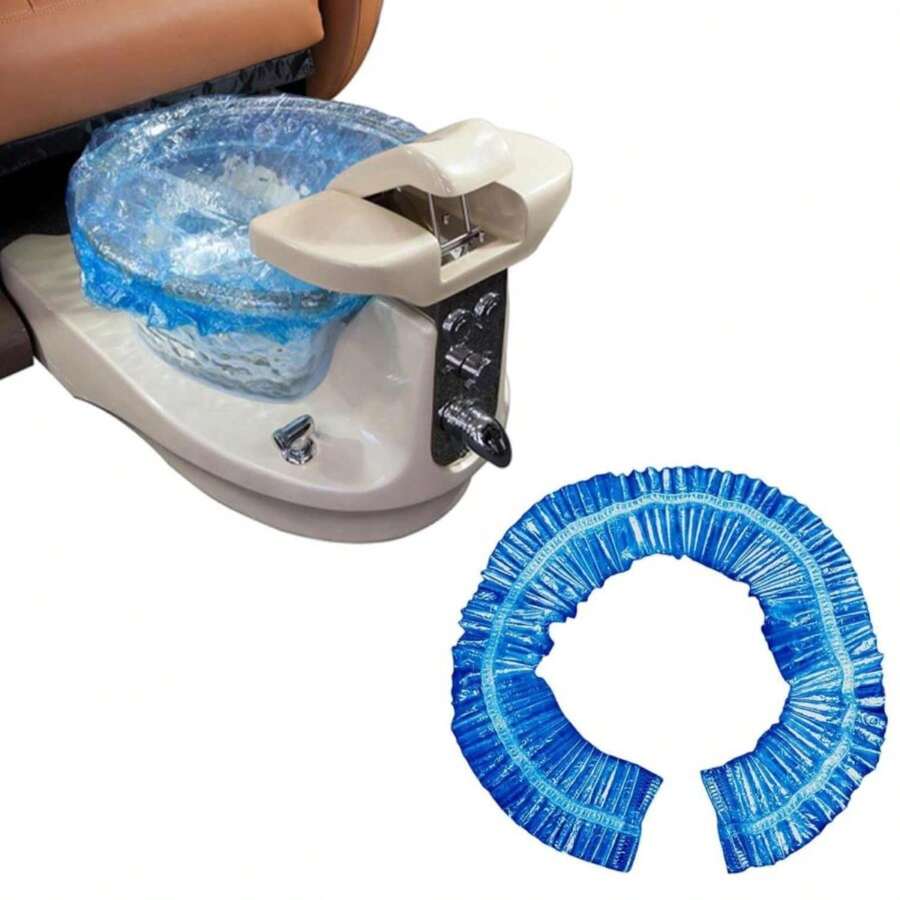 Transparent Blue Pedicure Liners Disposable, Pedicure Bowl Liners With Elastic Band, Unbreakable Pedi Liners Disposable, Fits Most Pedicure Tub, For Pedicures Foot Spa Home Use (25pcs) - ColorA - 查看 1