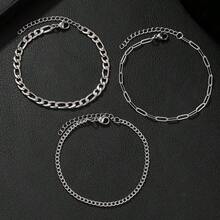 8pcs Stainless Steel Bracelet Set, Chain Bracelets For Men & Women - As Shown In the Figure - View 2