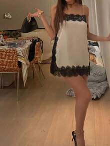 DEEKA Summer New Women's Fashion Elegant Satin Lace Blouse - White 2 - View 4