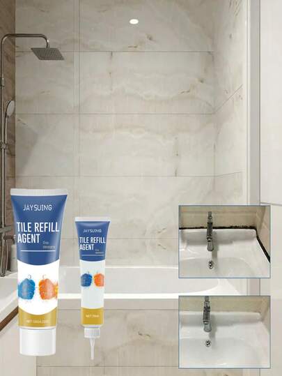 JAYSUING 1pc Tile Grout (120ml), Waterproof & Mold-Resistant Sealant For Kitchen, Bathroom Floor Tile Cracks Repair, Suitable For Floors, Tiles, Sinks, Bathtubs, Random Old/New Version Sent, Ideal Valentine's Day Gift For Boyfriend