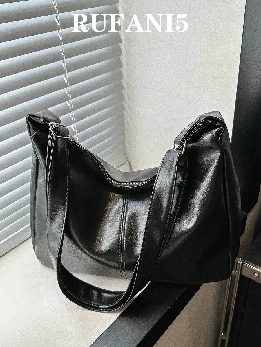 Bolso Cruzado Simple Casual De Color Sólido De Moda - Negro - Ver 1