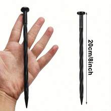 Camping Hammer Heavy Duty With Tent Stake Remover, 12.6" Steel Tent Hammer - Rubber Covered Handle Tent Mallet With Holding Strap With 20pcs 8-Inch Plastic Ground Nails - C - View 12