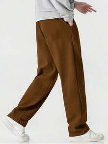 Men's Straight Knit Pants, Loose Fit Casual Sweatpants, Versatile For Spring And Autumn - Coffee Brown - View 9