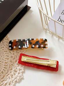 1pc Acetate Wavy Pearl Clip-On Side Bangs Clip (Suitable For All Seasons, Casual, Academic, Daily Wear) - Multicolor - View 5