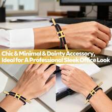 1pc Adjustable Stainless Steel Wire Rope Bracelet, 3D Hard Gold Plated - Adjustable Hand Strap - View 5