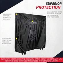 MyT Strati Table Cover for Foldable Indoor and Outdoor Table Tennis Tables 100% Polyester with PVC Coating Black - Negro - Ver 6