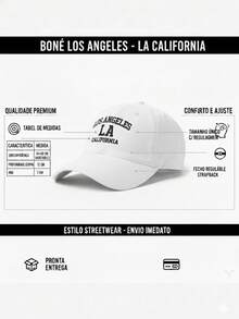 Los Angeles LA California Premium Adjustable Embroidered Unisex Curved Brim Casual Cotton Cap For Men And Women - trắng - Xem 5