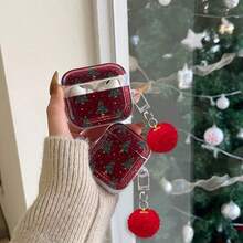 圣诞树图案保护壳，兼容苹果无线充电盒，防刮防摔 - 無色 - 查看 3