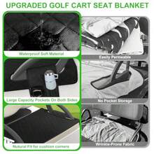 Golf Cart Seat CoversUniversal Golf Cart Seat Towel Blanket with 4 Front Pockets Waterproof and Anti-Slip Bottom Golf Cart Accessories Fits for EZGO  Club Car Black - Azul profundo - Ver 8
