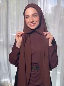 1pc Instant Chiffon Hijab, Silky Soft Breathable Chiffon Fabric Al-Amira Hijab, Suitable For Daily Wear, Festivals, Prayers, And Pilgrimages - Instant Chiffon Hijab - View 2