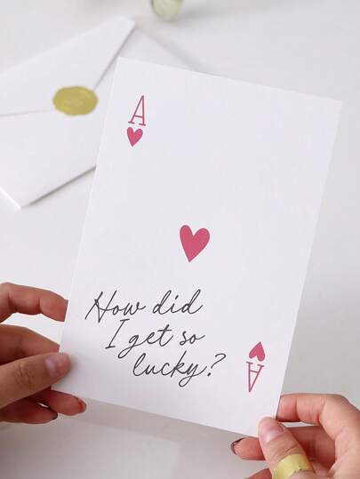One Lucky Card For A Birthday/Valentine's Day/Wedding/Anniversary – How Could I Be So Lucky? - With Envelope - Pink Heart - Perfect For Weddings, Birthdays, Valentine's Day, Anniversaries, And Proposals - For Couples - Fun Lucky Gift Ideas - Red Heart Ace Design - Minimalist And Elegant Greeting Card - Suitable For Husbands, Wives, Boyfriends, And Girlfriends - Romantic And Humorous Anniversary Gift