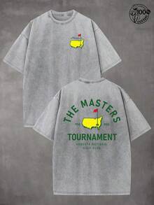 Retro Vintage Golf Masters Graphic T Shirts, (230g 100 Percent Cotton T-Shirt), Fashionable Vintage Washed Men's Cotton T-Shirt, A Perfect Surprise Gift For Family And Friends, Dropped Shoulder Design, Round Neck, Male And Female T-Shirt, Men's Summer T-Shirt, Holiday Gift, Ideal Present. - Xám - Xem 1