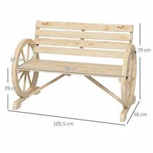 2-Seater Garden Bench, Wooden Bench, Park Bench With Country-Style Armrests, Load Capacity Up To 240 Kg, Fir Wood, Natural - Wood Color - View 8