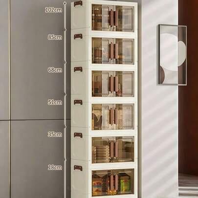 5层可堆叠塑料储物盒带盖 - 衣柜收纳柜，32英寸宽可折叠盒，可折叠储物容器，工艺品收纳盒，适用于家庭、食品储藏室、办公室、宿舍（无轮子）