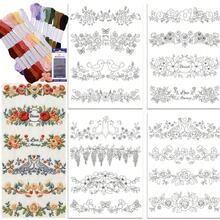 Floral Bird Cat Pattern DIY Embroidery Kit With Thread & Needle Pre-Printed Self-Adhesive Water-Soluble Non-Woven Stabilizer Stickers - 2ST-b - View 2